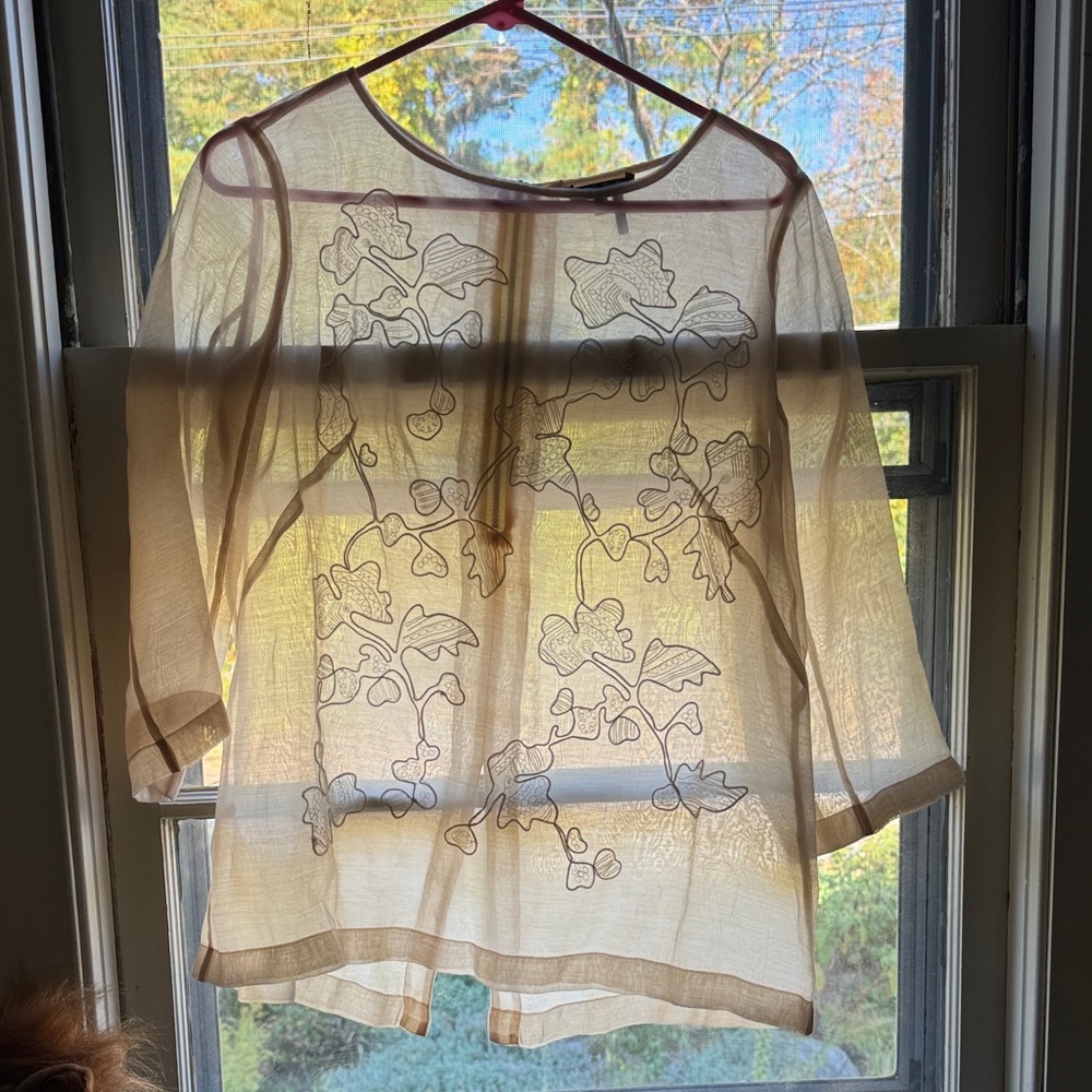Nic + Zoe Sheer Floral Embroidered Blouse - Picture 2 of 5